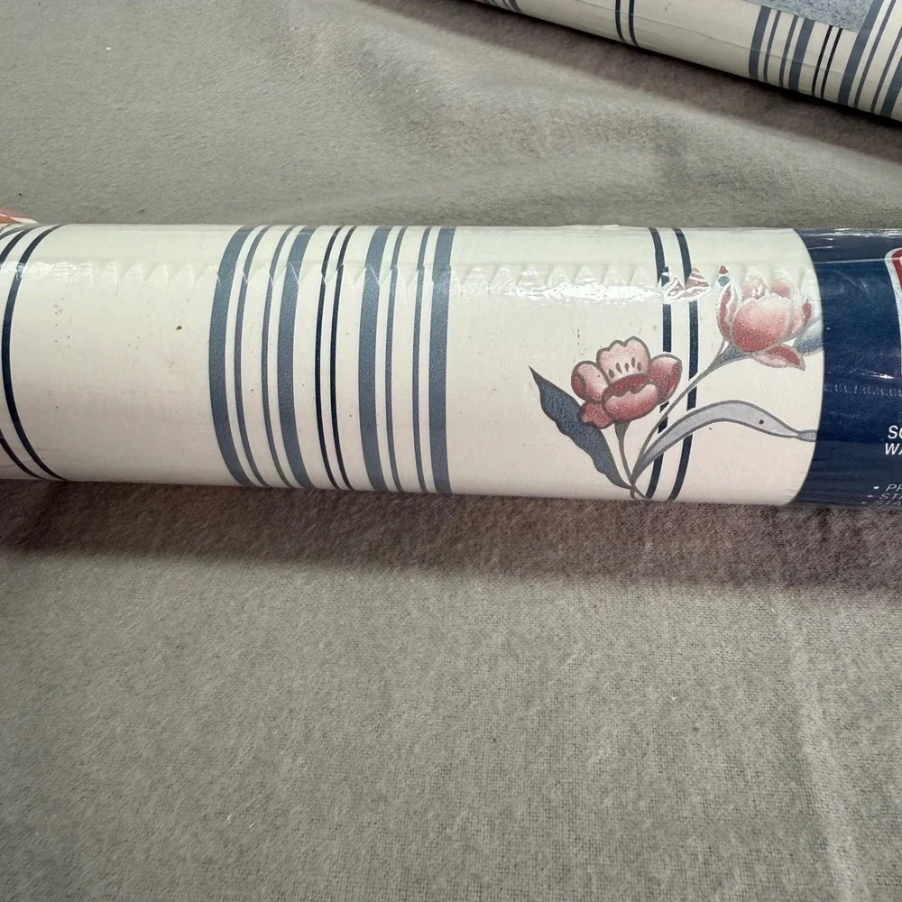 C&A Wallcoverings Vintage Wallpaper 3 Rolls Floral Stripe CP3092 Run 7 Farmhouse
